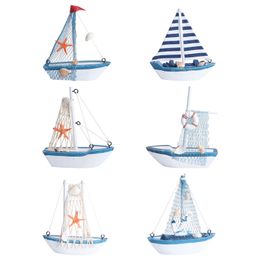 6pcs Wooden Sailboat Home Nautical Decor Miniature Model Vintage Decorative Sail Ship Marine al Tabletop Ornament 240408