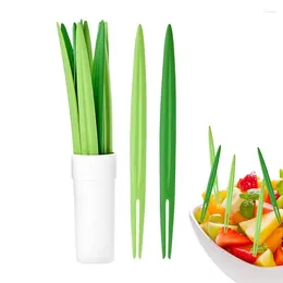 Forks Fruit Fork Pick 10PCS Leaf Shaped Green Small Decorative For Strawberries Grapes Cute Picks Appetiser Salad