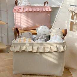Baskets Collapsible Laundry Basket Lace Storage Baskets Large Waterproof Linen Cloth Home Toy Clothes Storage Box Barrel Organiser