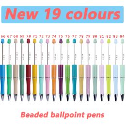 Pens 50pcs New Latest Colour Beaded Ballpoint Pens for Writing School Pen Cute Stationery Beadable Pens DIY Handmade Office Supplies