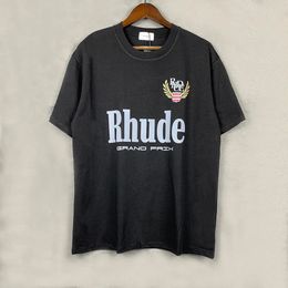 Rhude Shirt Designers Mens Embroidery T Shirts For Summer Mens Tops Letter Polos Shirt Womens Tshirts Clothing Short Sleeved Large Plus Size 100% Cotton Tees 277