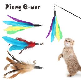 Toys 10pcs Feather Cat Stick Replacement Play Toys For Kitten Bell Pet Toy Replace Accessories