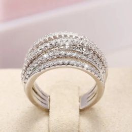Bands Huitan Luxury Cross Design Rings Full Paved CZ Stone Modern Fashion Sparkling Women's Rings Wedding Bands Jewellery Drop Shipping