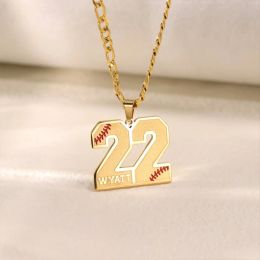 Necklaces Customised Engraved Sport Number Necklace with Name|Baseball Lace Necklace|Personalized Lucky Pendant|Baseball and Sports Team N