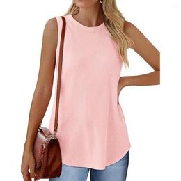 Women's Blouses Round Neck Top Stylish Summer Sleeveless Tank Tops For Women Loose Fit O-neck Vest Solid Color Pullover Streetwear
