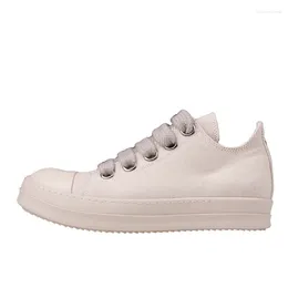 Casual Shoes Rmk Owews Men Women Loafer Cowhide Thick Sole Jumbo Shoelace Luxury Trainers Man Spring Summer Platform Beige Sneakers
