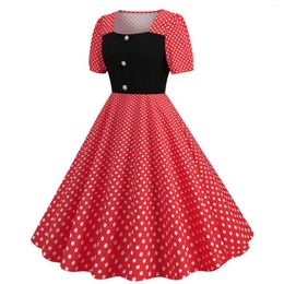 Casual Dresses Summer 2024 Polka Dot Printing Plus Size For Women Short Sleeve 1950s Housewife Evening Party Prom Dress