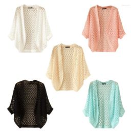 Women's Knits Batwing Sleeve Cardigan Open Front Half Lace Crochet Lightweight Beach Casual Loose Summer Cover Up Tops Dropship