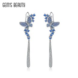 Earrings GEM'S BEAUTY London Blue Zircon Butterfly Earrings Real 925 Sterling Silver Eardrop Handmade Elegant Fine Jewellery for Woman