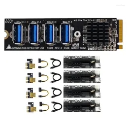 Computer Cables -M.2 M-Key Pcie Expansion Cards Riser Cable M.2 To Pci-E X1 4 Port USB3.0 Graphics Card Adapter ASM1184E