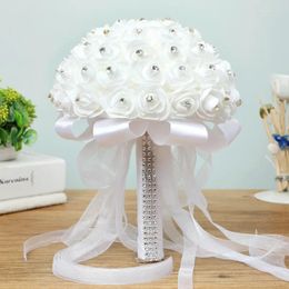 Wedding Flowers Holding Foam Simulation Flower White Rose Bouquet Korean Bride