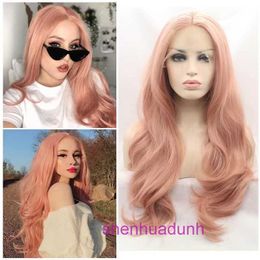 Wig Wig Wig Peli di alta qualità negozio online in pizzo alla moda rosa peli ricci lunghi fibra sintetica cover piena