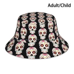 Berets Day Of The Dead Bride Bucket Hat Sun Cap Cute Sugar Skull Girl Halloweenshirt Zombie Gothic Dia De Los Muertos