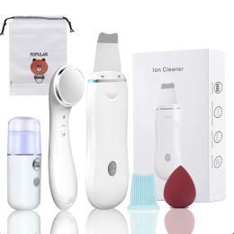 Instrument Ultrasonic Skin Scrubber Pore Cleaner 2+4 Kit Facial Ion Shovel Deep Face Cleaning Sonic Peeling Device Kit Blackhead Remover