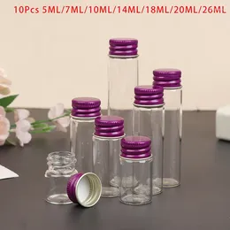 Storage Bottles 10PCS/lot 5/7/10/14/18/20/26ML Tiny Glass Jars Screw Cap Jar Mini Containers Transparent Vial