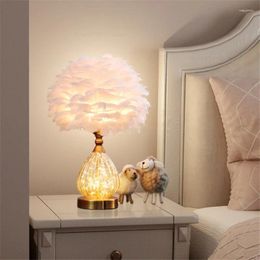 Table Lamps Nordic Simple For Living Room Modern LED Bedroom Bedside Lamp Romantic Lovely Feather Desk E27 Light Fixtures