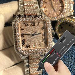 Luxury Watch Rose Versione MOISSanite Stones 2023 Gold Silver Test New Mens Diamonds Qualità Top Movement