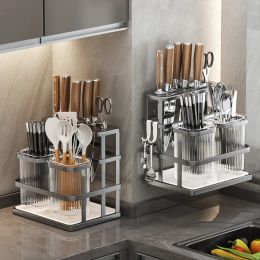 Storage Kitchen Chopstick Storage Rack Cutlery Holder Wall Mounted Kitchen Utensil Organiser Knife Spoon Tube Storage Rack Shelf