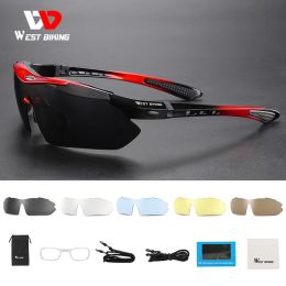 Sunglasses WEST BIKING Polarised Cycling Glasses 5 Lens Men Women Sports Sunglasses Road MTB Mountain Bike Bicycle Riding Goggles Eyewear