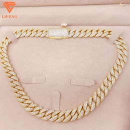 Hip-hop Vvs Moissanite Diamond Fashion Jewellery Body Chain18mm 3rows Gold Plated Cuban Necklace Chain