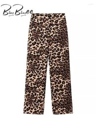 Pantaloni da donna Blinglinge 2024 Summer Leopard Stampato Women Zipper Zipper High High Welf Casual Straight Pant Female Pantaloni Y2K