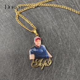 Necklaces DOREMI Coloful Custom Photo Necklace with Name Pendent Custom Picture any Character/Cartoon Nameplate Stainless for Family Gifts