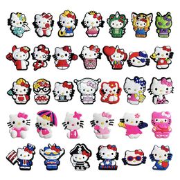 32colors girls sweet cats animals Anime charms wholesale childhood memories game funny gift cartoon charms shoe accessories pvc decoration buckle soft rubber clog