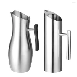Hip Flasks 1.5L/2L Large Capacity Stainless Steel Kitchen Cold Water Pitchers With Handle Drinking Fruit Coffee Tea Pot Home El