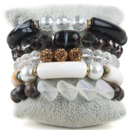 Bracelets RH Fashion Bohemia Jewelry Big Elbow Beaded Stone 5pc Stack Beads Bracelets Set For Women Gift
