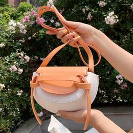 Shoulder Bags Contrast Color Small 2024 Summer PU Leather Women's Designer Handbag Cute Girl Messenger Purses