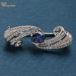 Jewellery Wong Rain Vintage 100% 925 Sterling Sliver Oval Cut Sapphire High Carbon Diamond Gemstone Sparkling Brooch Brooches Fine Jewellery