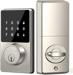 Control Smart Lock with password, Keyless Entry Door Lock with Touchscreen Keypads, Easy to Install, App Unlock, 50 User Codes