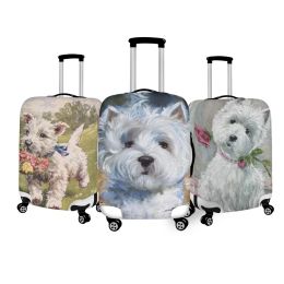 Accessories Twoheartsgirl Westie Dog Style Luggage Cover Travel Accessories Elastic Suitcase Protective Covers Trolley Case for 1832 Inch