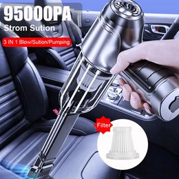 Car Vacuum Cleaner 95000PA Strong Suction Wireless Portable Dual Use Mini Handheld Cleaning For Home Desktop 240407