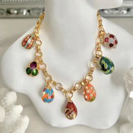 Necklaces Vintage enamel glaze threedimensional egg necklace