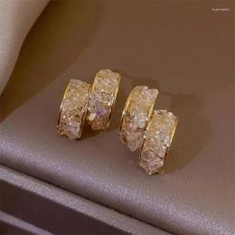 Stud Earrings Vintage Parallel Shiny Crystal For Women Fashion Korean Cute Sweet Acrylic Accessories Party Jewellery