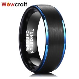 Bands Blue Tungsten Black Wedding Rings for Men Women Fashion Promise Finger Engagement Band Comfort Fit