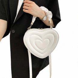 cute Peach Love Women Crossbody Bag Fi Heart Shaped Ladies Handbag 2023 Luxury PU Evening Purse Female Solid Top-Handle Bag 034Q#