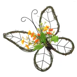 Decorative Flowers Butterfly Wreath Accessory DIY Garland Vine Spring Decor Floral Rattan Shape The Artificial Flower Festival Circles