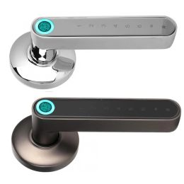 Control Smart Bluetooth Lock Biometric Fingerprint Door lock Smart Handle Lock Rechargeable Battery AntiTheft IOS Android App No wire