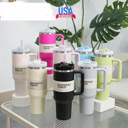 ship from usa Sakura Pink Pool Citron Quencher H2.0 40 Oz Stainless Steel Tumbler With Silicone Handle And Lid Straw Car Mug Cool Travel Water Bottle 0508