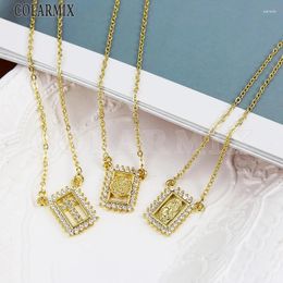 Chains 10Pieces Tiny Zircon Medal Pendant Necklace Religion Jewellery For Women Gift Classic Design