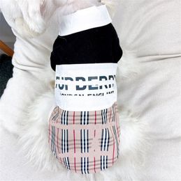 Dog Clothes 2 Color Summer Plaid Pattern Checkered Collar Polo Shirt Pet Vest T-shirt Designer Dog Clothes Fashion Clothing