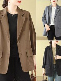Women's Suits Retro Multi Pocket Patchwork Suit Jacket Spring Artistic Style Fashionable Loose Versatile Temperament Blazer Top For Women