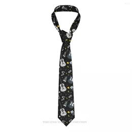 Bow Ties Guitar Music Notes Classic Men's Printed Polyester 8cm Width Necktie Cosplay Party Accessory