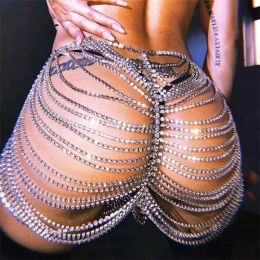 Jewelry Glamorous women fashion luxury women sexy waist chain shiny crystal nightclub body jewelry thong Halloween party