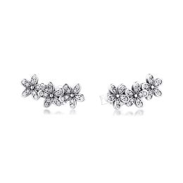 Earrings 925 Sterling Silver Dazzling Daisies Flowers Stud Earring Fits for European Style Special Earring Gift