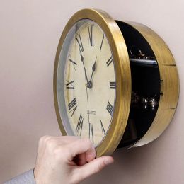 Clocks Clock Safe Gold Silver color large Retro round Wall clock Hidden Jewellery Keys Cash Watches Stuff Storage