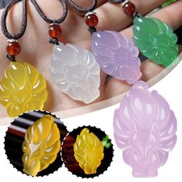 Pendant Necklaces Funny Cute Nine Tailed Natural Green Chalcedony Jewellery Hand Colour Carved Fashion Pure Boutique Widget