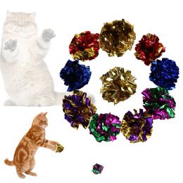 Toys 6/12/24pcs Cat Toy Mylar Balls Colourful Ring Paper Shiny Interactive Sound Ball Crinkly Balls for Cats Sound Toys Pet Play Balls